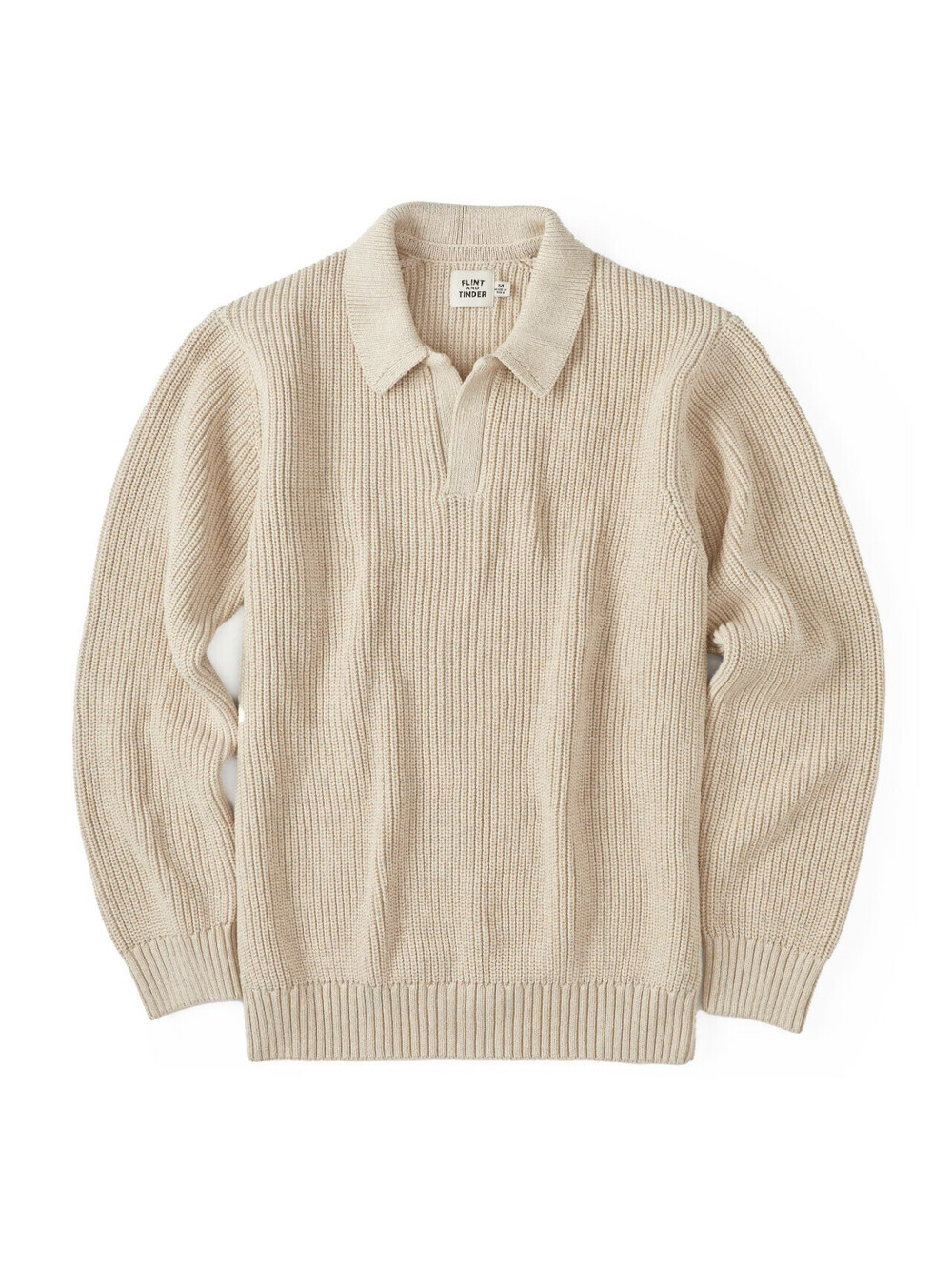 Flint and Tinder Bolinas Cotton Johnny Collar Sweater Polo - Natural 21.5x28 M